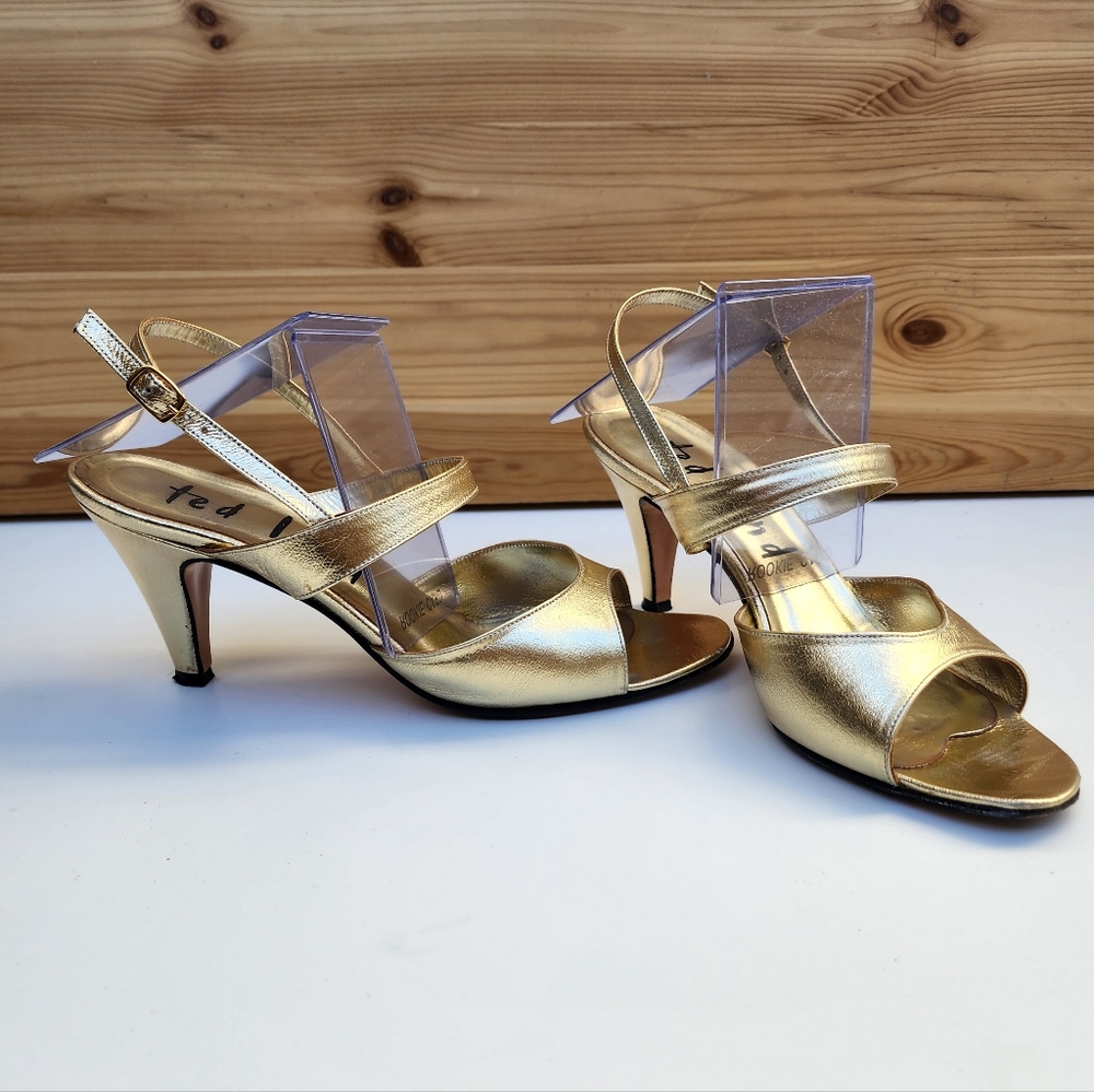 Vintage Gold Women's Slingback Heeled Sandals - Size 7